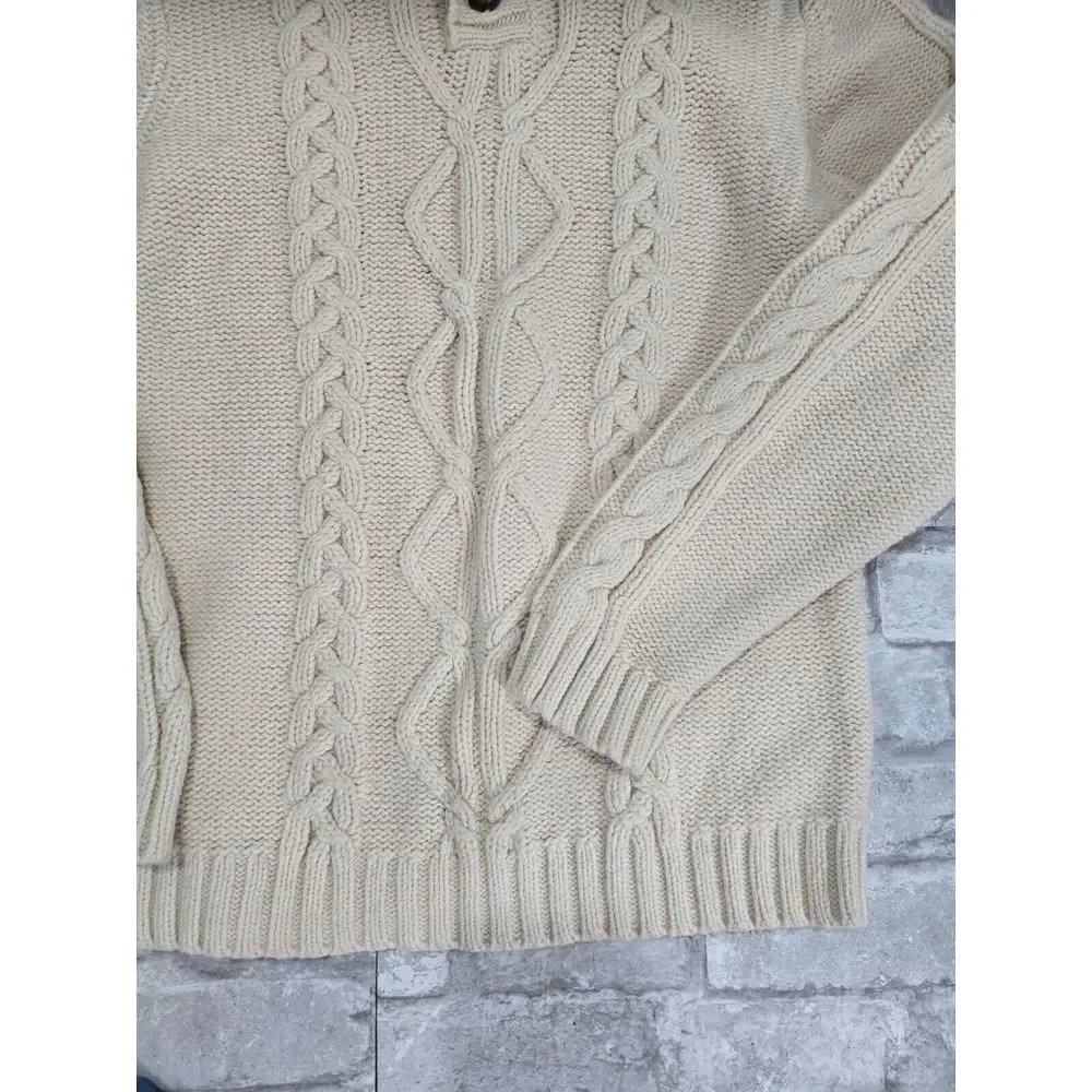 Wool Blend Cable Knit Off‎ White 14/16 Osh Kosh Knit Sweater 1/4 Button